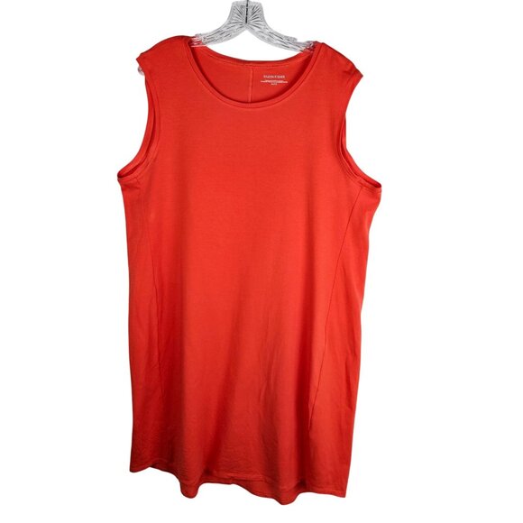 Eileen Fisher XL Red Sleeveless Shift Jersey Cotton Stretch Dress - Picture 1 of 7